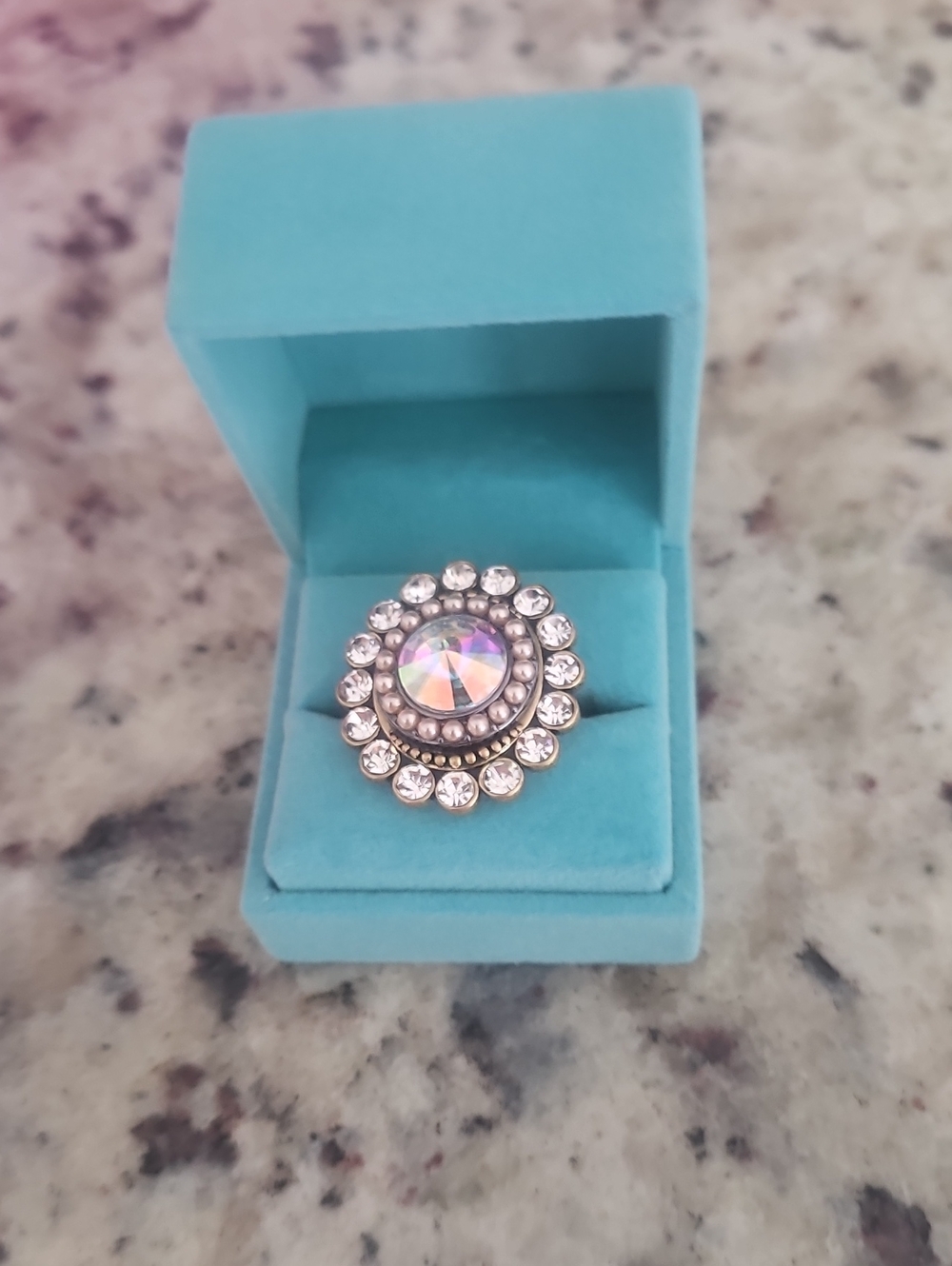 Kurt Geiger Rare Aurora Crystal Statement Ring - Silver Tone